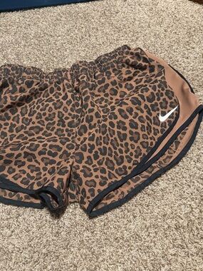 Nike Dri-Fit Tempo lined shorts in black and brown animal print (XL) - like new!